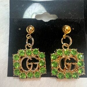 Elegant Gold and Green Earrings